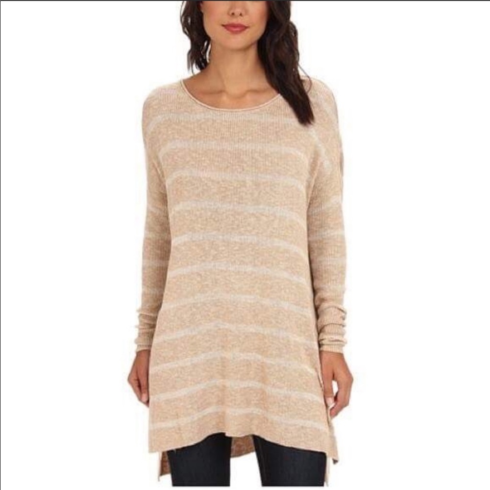 Free People tan/light tan striped tunic sweater